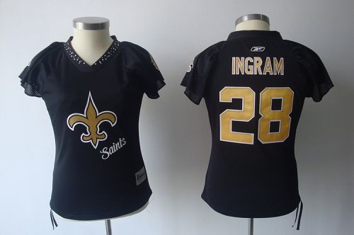 Saints #28 Mark Ingram Black 2011 Women's Field Flirt Stitched NFL Jersey